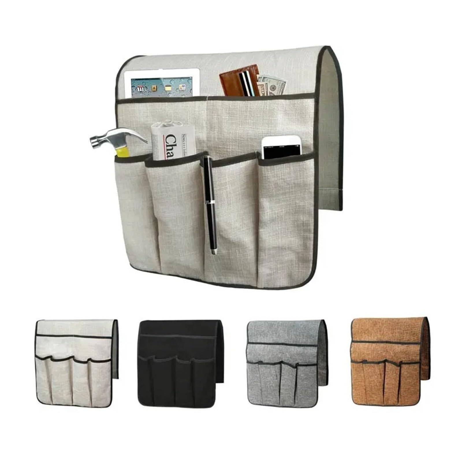 Betttasche Fernbedienung Telefon Lagerung Box Magazin Kleinigkeiten Organizer Sofa Stuhl Arm Rest Tasche Couch Kleidung Für Betten, Sofas(Beige Style B)