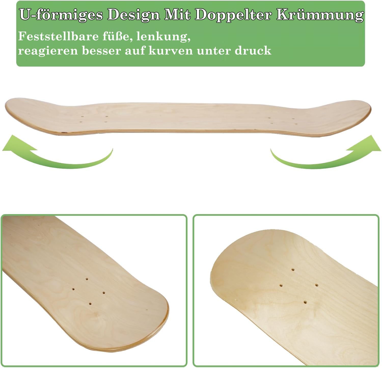 uyoyous 2 Stück Blank Skateboard Decks, 7-lagiges Ahorn Skateboard Deck, konkaves Skateboard für Kinder, Erwachsene, Mädchen, Jungen, Anfänger und Profis, 79x20cm