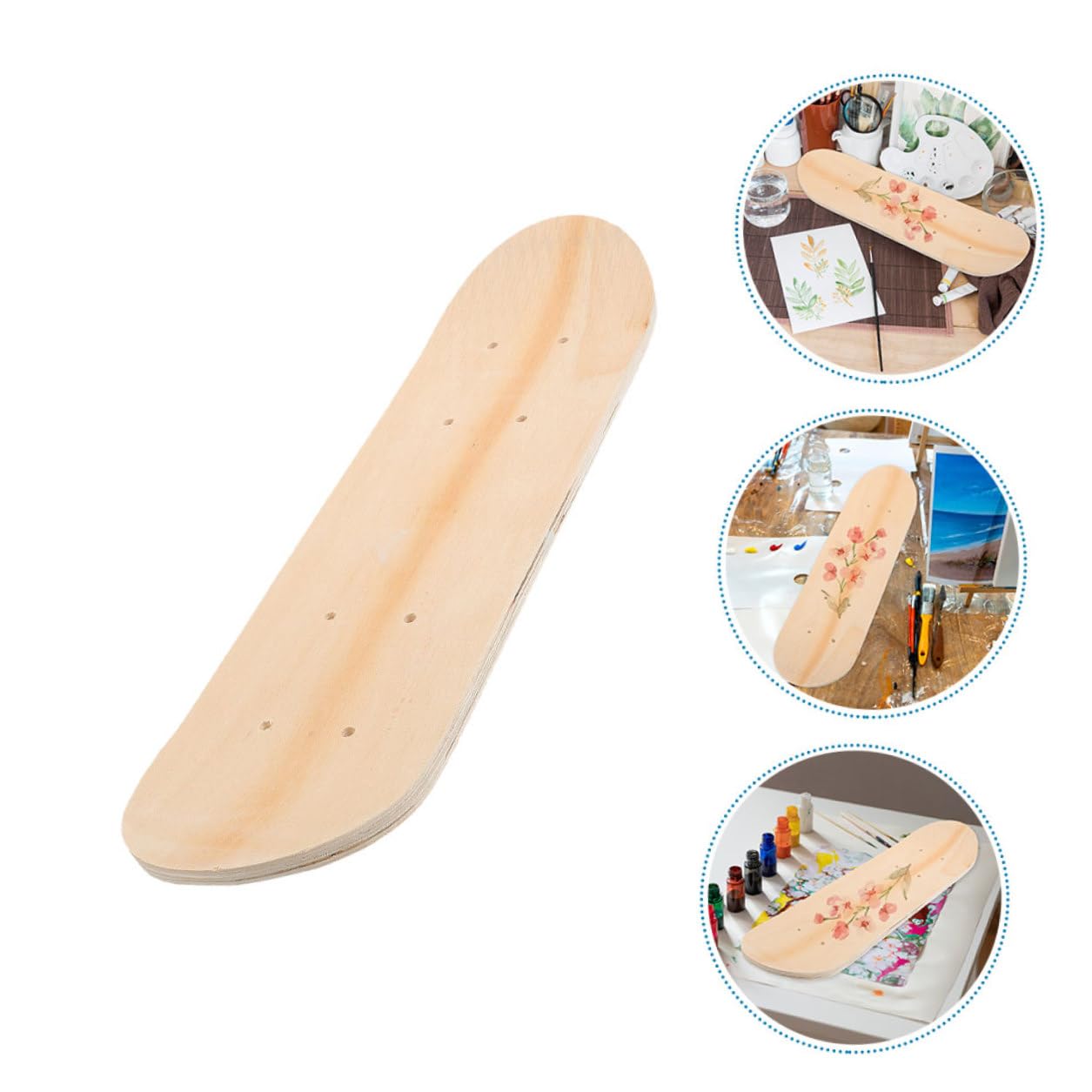 2 Stück Blanko Skateboarddecks aus Holz Beidseitig Bemalbar für Kinder für Kindergarten Kunstprojekte