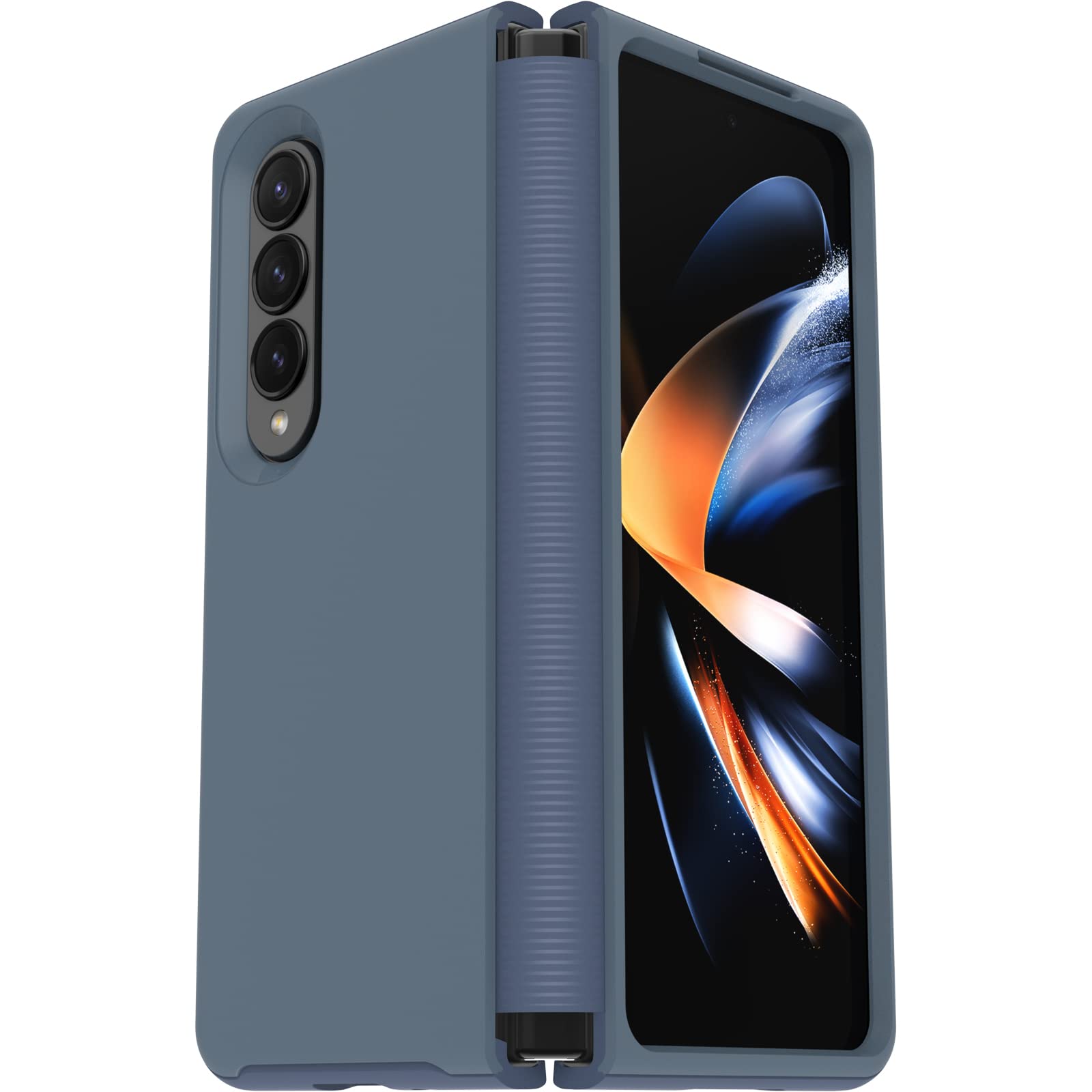 Otterbox Cover per Samsung Galaxy Z Fold4 Symmetry Flex, resistente a shock e cadute, in 2 pezzi, testata 3x vs norme anti caduta MIL-STD 810G, per telefoni pieghevoli, Blu