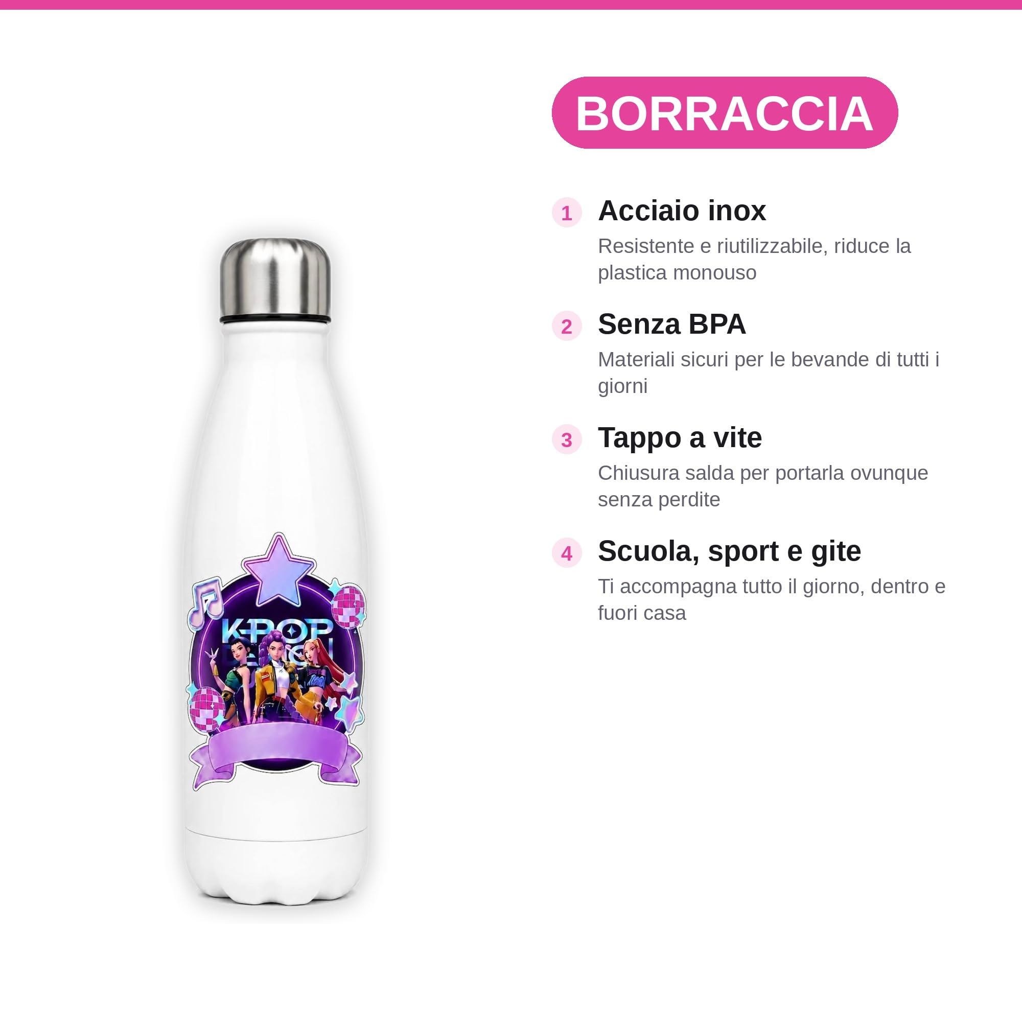 VARZI Zaino + Astuccio KPop Demon Hun ters Huntrix con Borraccia in Omaggio - Set Scuola Bambina KPop Fan