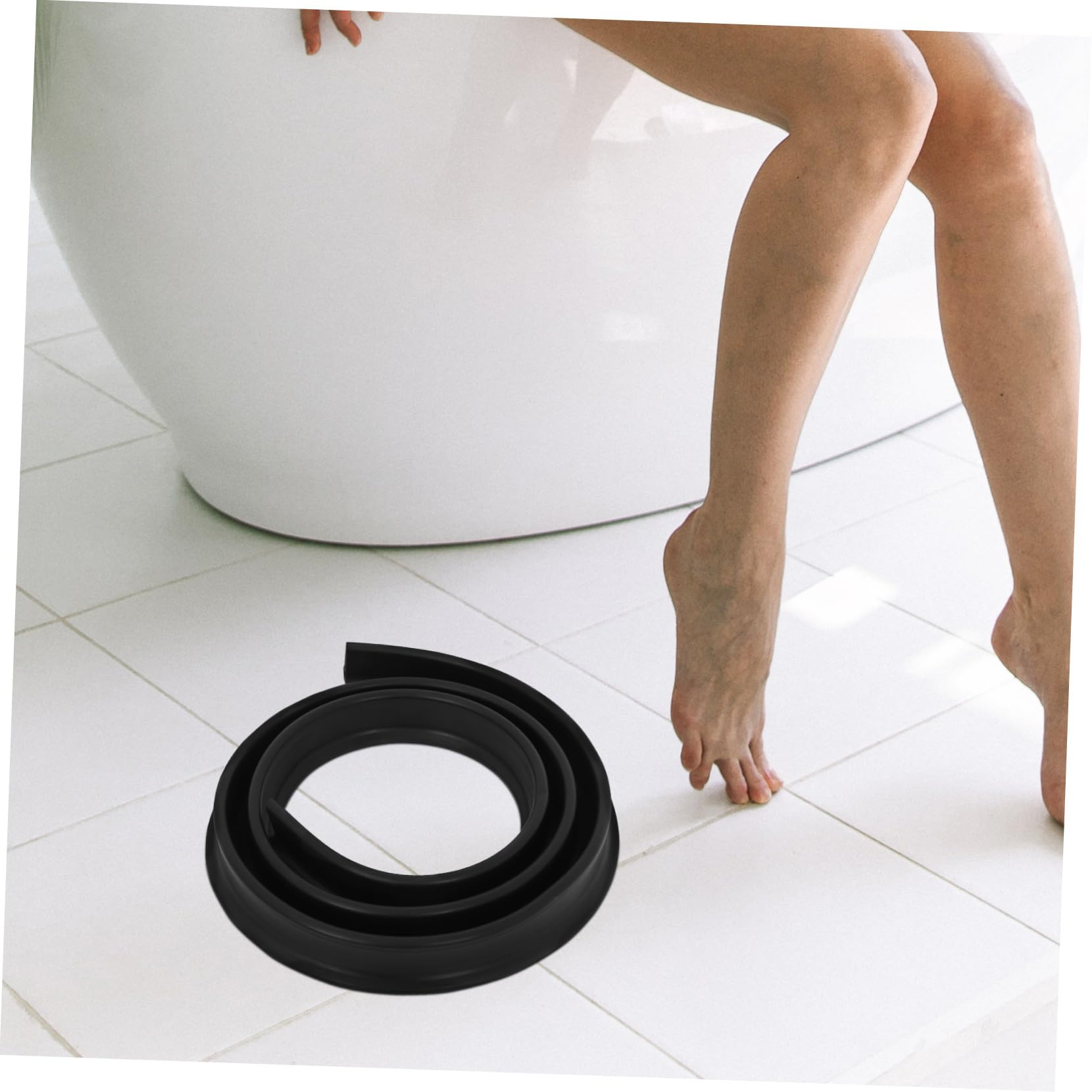 WOONEKY Barrera Agua Autoadhesiva Silicona Tira Sellado para Ducha Baño Cocina Protección Suelo Separación Seca Húmeda Moldeado Seguro