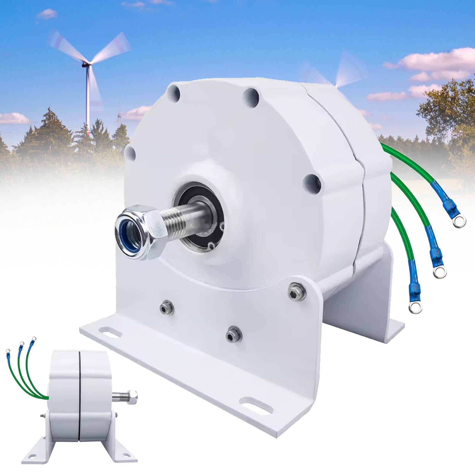 Alternateur triphasé CA 600W 24V avec base pour éolienne et turbine