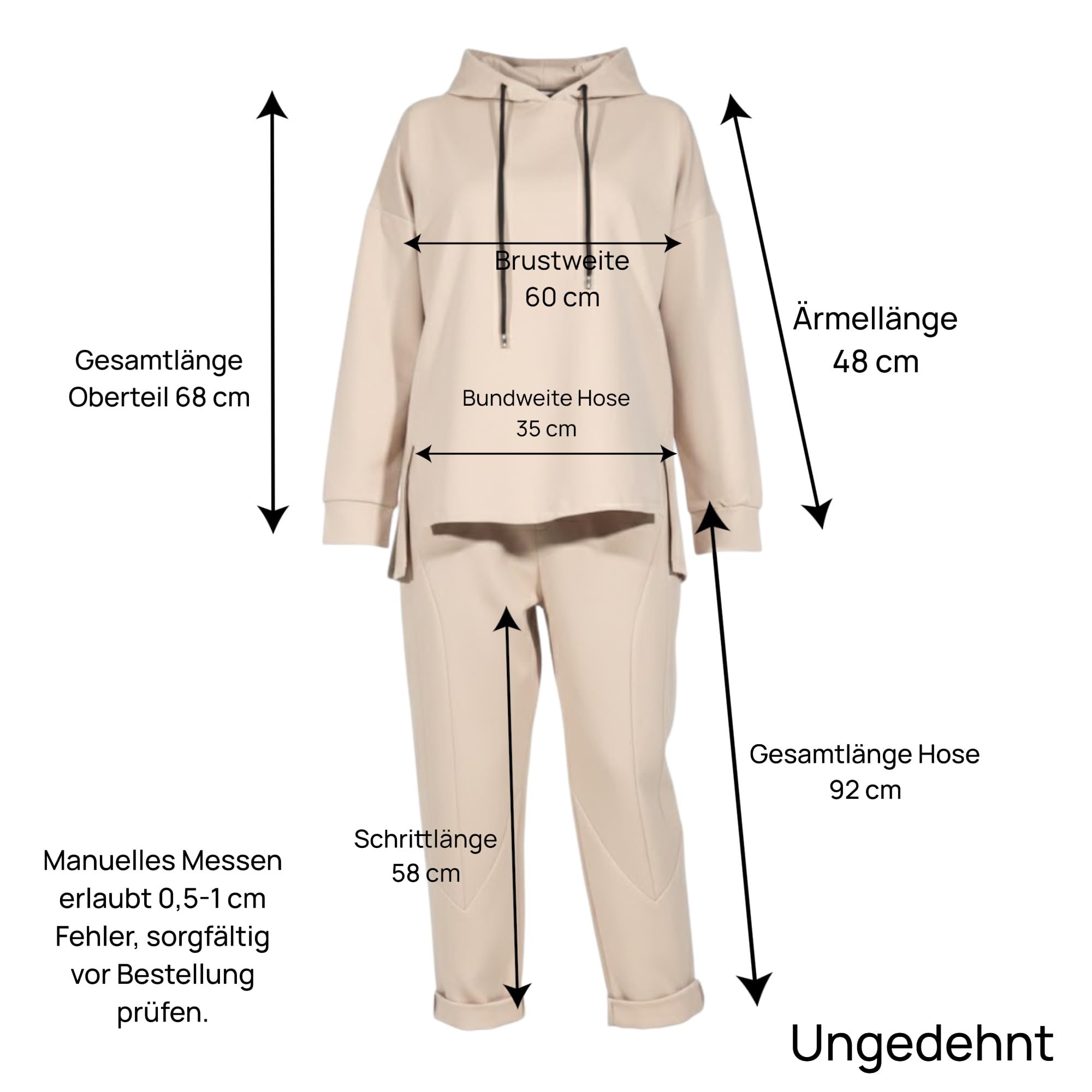 Damen Jogginganzug, Zweiteiler für Freizeit und Sport, Trainingsanzug, Hausanzug mit Hoodie und Hose Kapuze 7036