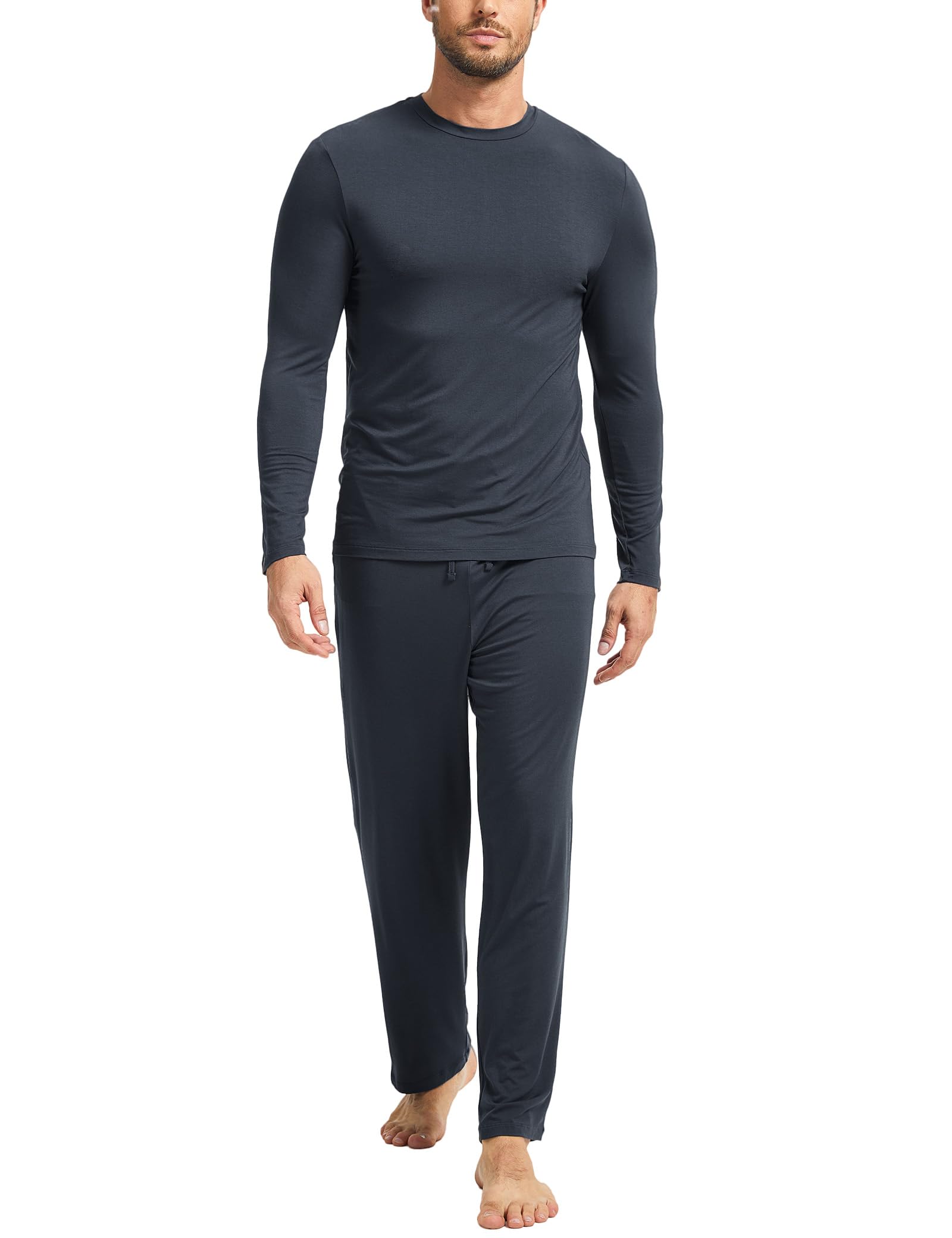 GYS Bamboo Viscose Men's Pajama Sets, Comfy Long Sleeve Sleepwear