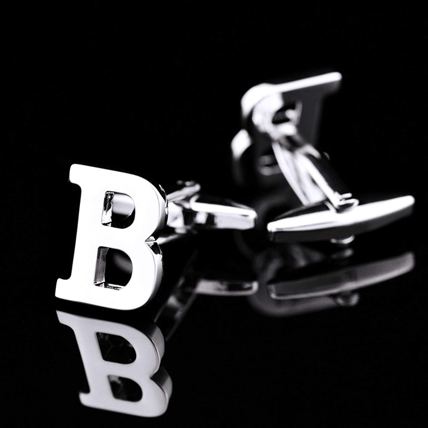 Daesar Copper Cuff Links Cufflink Shirts for Boys Letter B Cufflinks and Studs Silver
