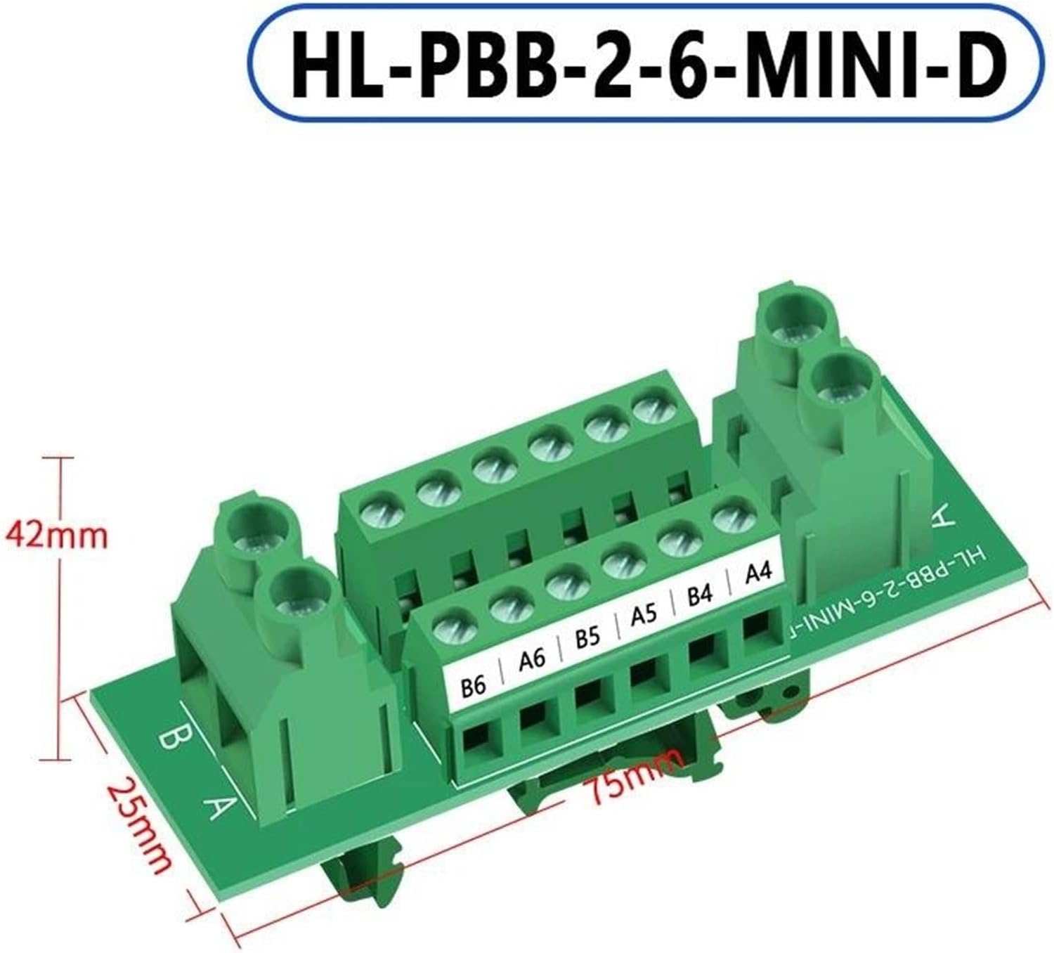 Mini DIN Rail Power Distribution Board 4/6/8/10/12/16 Position Terminal Block Module for Electrical Engineering(HL-PBB-2-6-MINI-D)