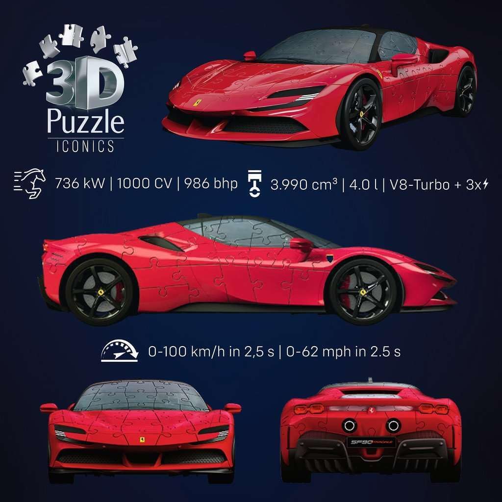 Ravensburger Iconics: Ferrari SF 3D Puzzle for Kids 8+