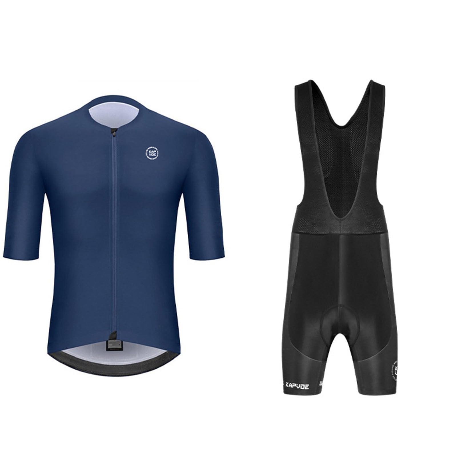 Ensemble maillot de cyclisme à manches courtes pour homme - Maillot de cyclisme respirant à manches courtes + pantalon à bretelles rembourré 3D - Matériau à séchage rapide