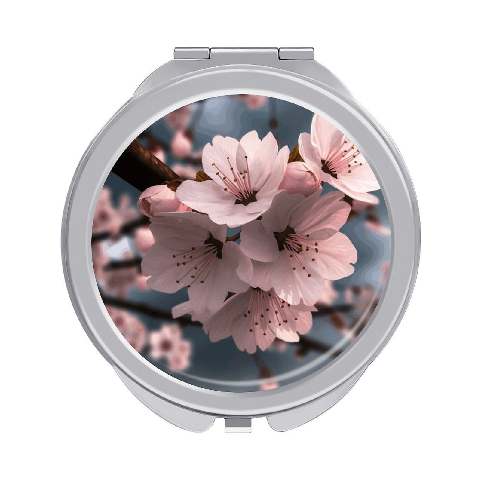JTREHY Cherry Blossoms Makeup Mirror Portable Folding Mirror Compact Travel Mirrors 2-Sided Round Pocket Mirrors Cute Handheld Beauty Mirror for Handbag Purse for Women Gift