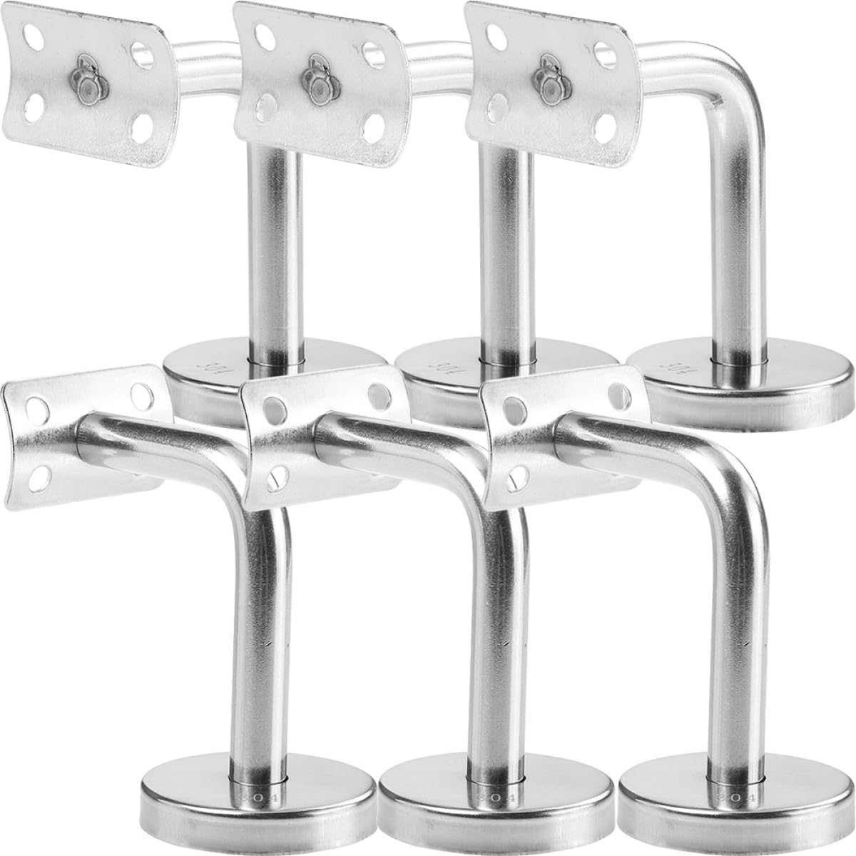 6pcs Stainless Steel Handrail Brackets Wall-Mount Stair Railing Supports for Indoor Deck Railings Solid Stair Banister Fixtures for DIY and Commercial Use