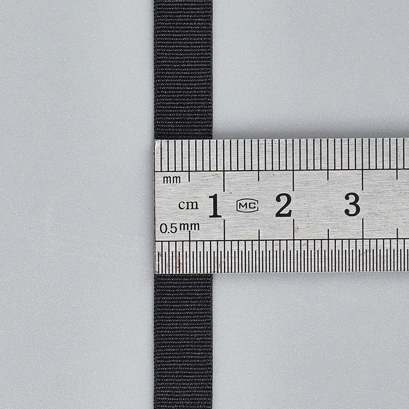 Venta al por mayor de 8 mm, 10 mm, 15 mm, y negro, banda elástica plana brillante de doble cara para coser ropa interior, sujetador, hombros, pantalones, accesorio de ropa, 8 mm, negro, 200 met