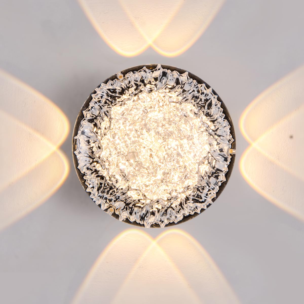 Jiehe Indoor & Outdoor Wall Light, 12W LED 3000K Warm White Wall Sconce, IP65 Waterproof Led Wall Lamp for Living Room, Bedrooms, Staircase, Hallway, Patio (Round)