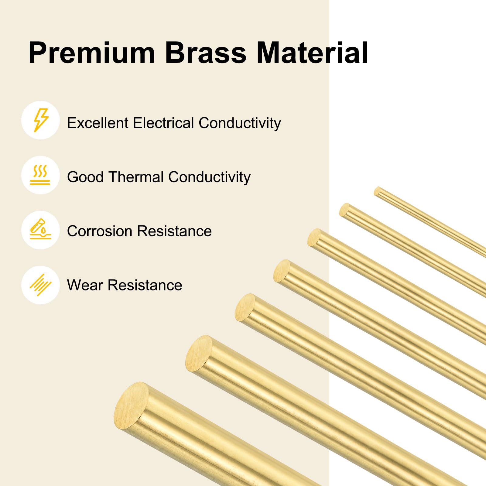 M METERXITY 7-Pack Brass Rod, 2-10mm Dia 3.94