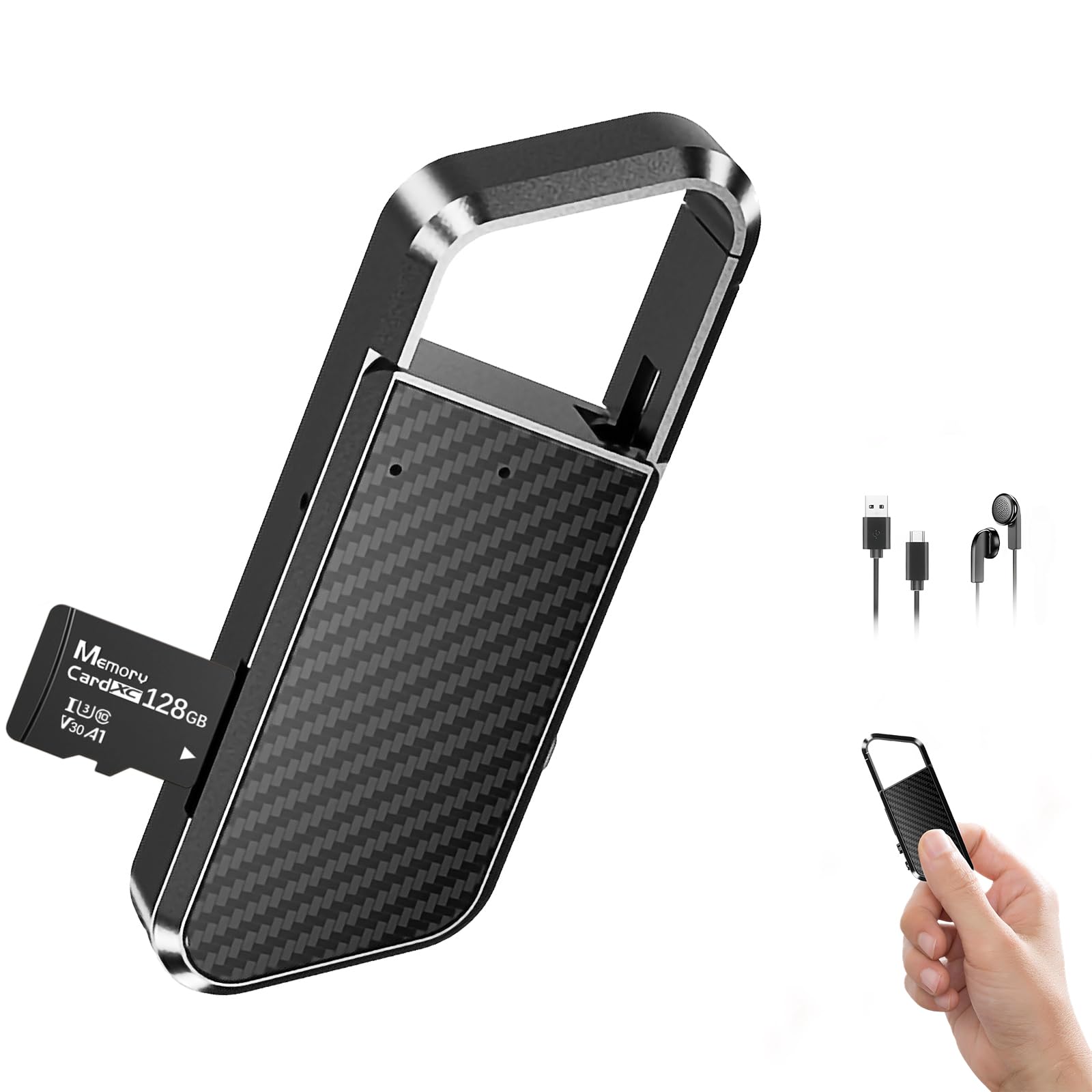 Voice Recorder with Playback - 128GB Digital Audio Recorder, HD Noise Cancelling Recorder Device, 3200H Voice Activated Recording for Classe/Meeting/Course