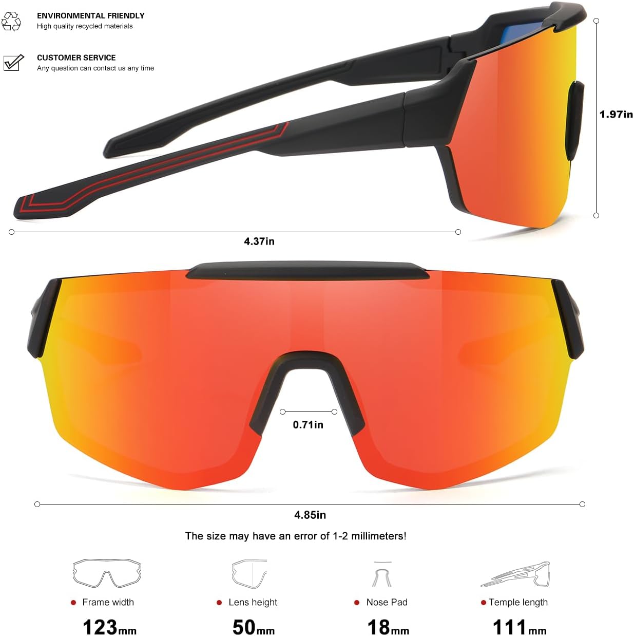 3Pack Youth Baseball Sunglasses Kids Polarized Sunglasses for Boys Girls Sports Softball UV Protection Goggles - Image 4