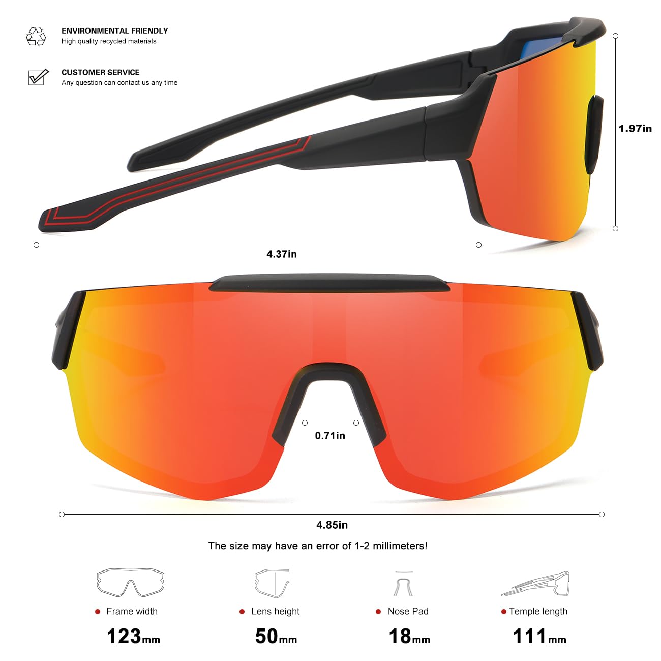 SEKKAF Młodzieżowe okulary baseballowe dla dzieci, polaryzacyjne okulary przeciwsłoneczne dla chłopców, dziewcząt, sportowe, softball, ochrona przed promieniowaniem UV, 3 szt