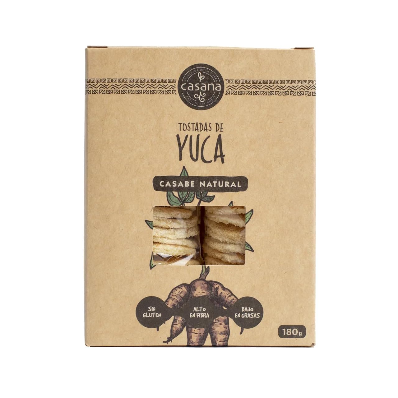 CASANA Ökologische Maniok-Toastscheiben (natürliches Casabe) CASANA 180 g. 4er-Pack.