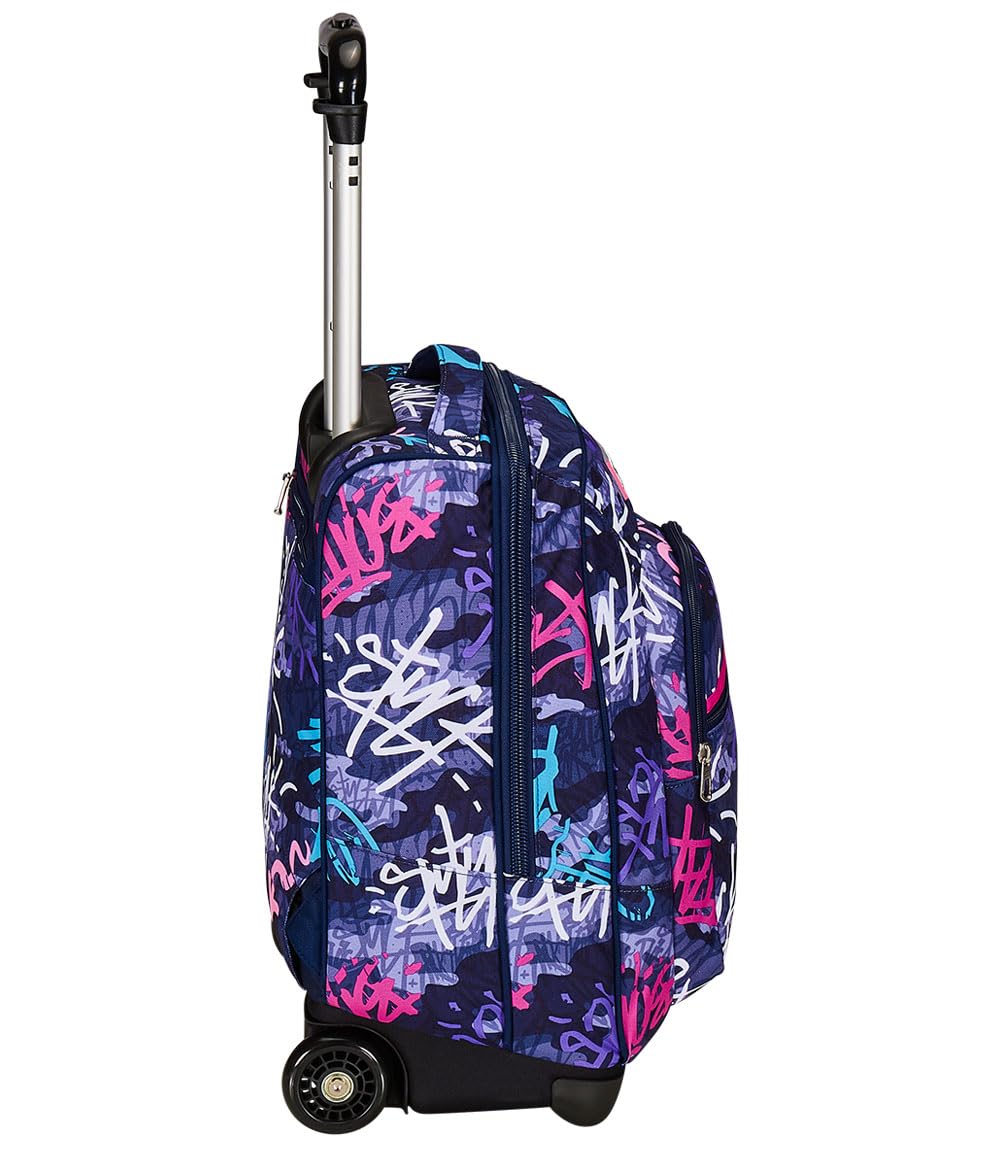 Seven Trolley Fisso, GraffitiMix, Viola, 2 in 1, Doppio Uso, Trolley e Zaino, Zaino Scuola Viaggio, Bambina Ragazza