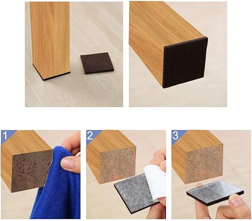 Miniatura 7 de uxcell 12 almohadillas para muebles cuadradas de 1 12 pulgadas, autoadhesivas, antideslizantes, antiarañazos, almohadillas de fieltro, protector de