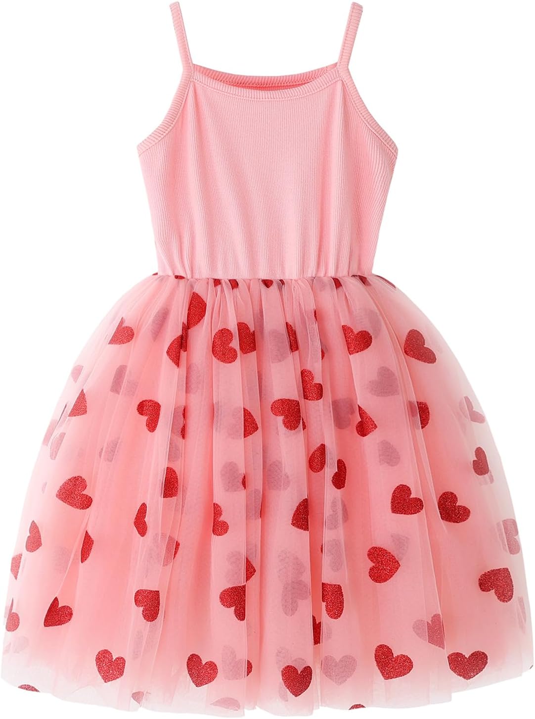 Baby Girls Tutu Dress Toddler Sleeveless Dresses Infant Tulle Sundress Heart Print-3T