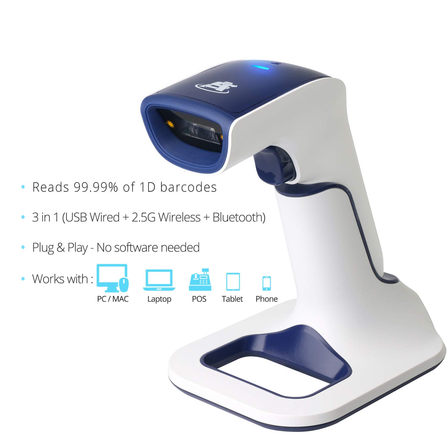ScanAvenger Wireless Portable 1D With Stand Bluetooth Barcode Scanner