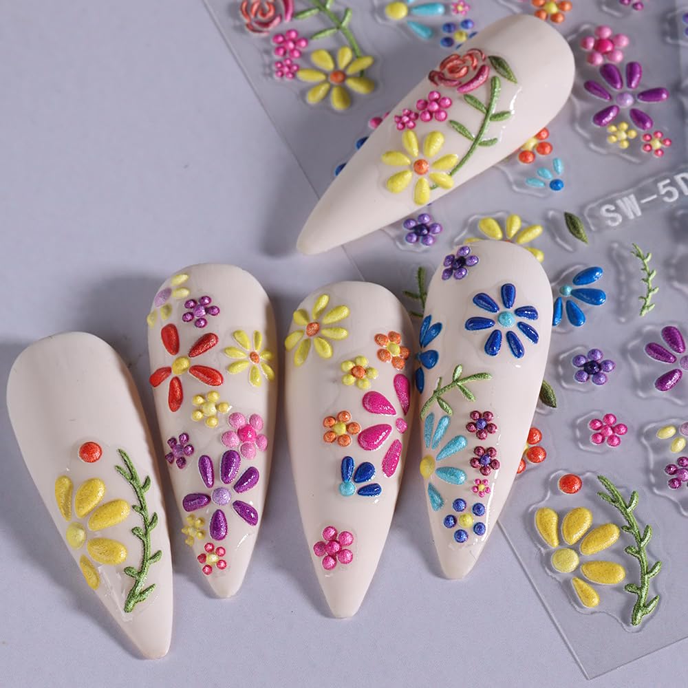 Amazon.com: 5D Flower Nail Art Stickers - Purple Pink Daisy