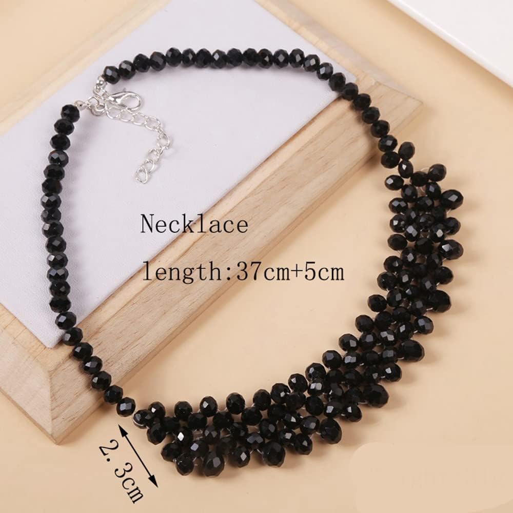 Missgrace Gothic Punk Halloween Vintage Black Shiny Crystal Choker Necklace for Women Chunky Short Necklace Black Chain Choker Necklace for Women - Image 5