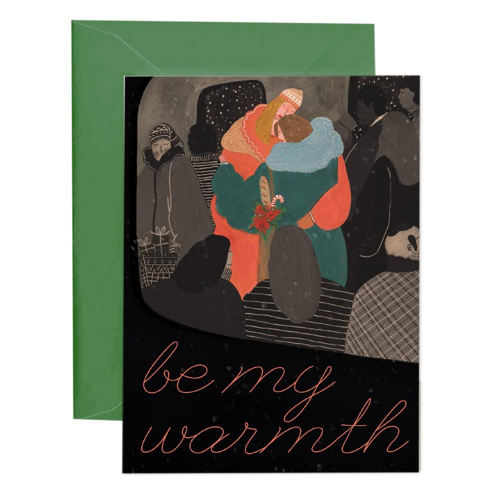 Greeting Card for Lesbian LGBT Love - Art Romantic Card with Envelope - Card for her, for wife, Valentine's Day, Christmas, Birthday, Anniversary, Wedding, 5" x 6" (Be my warmth)