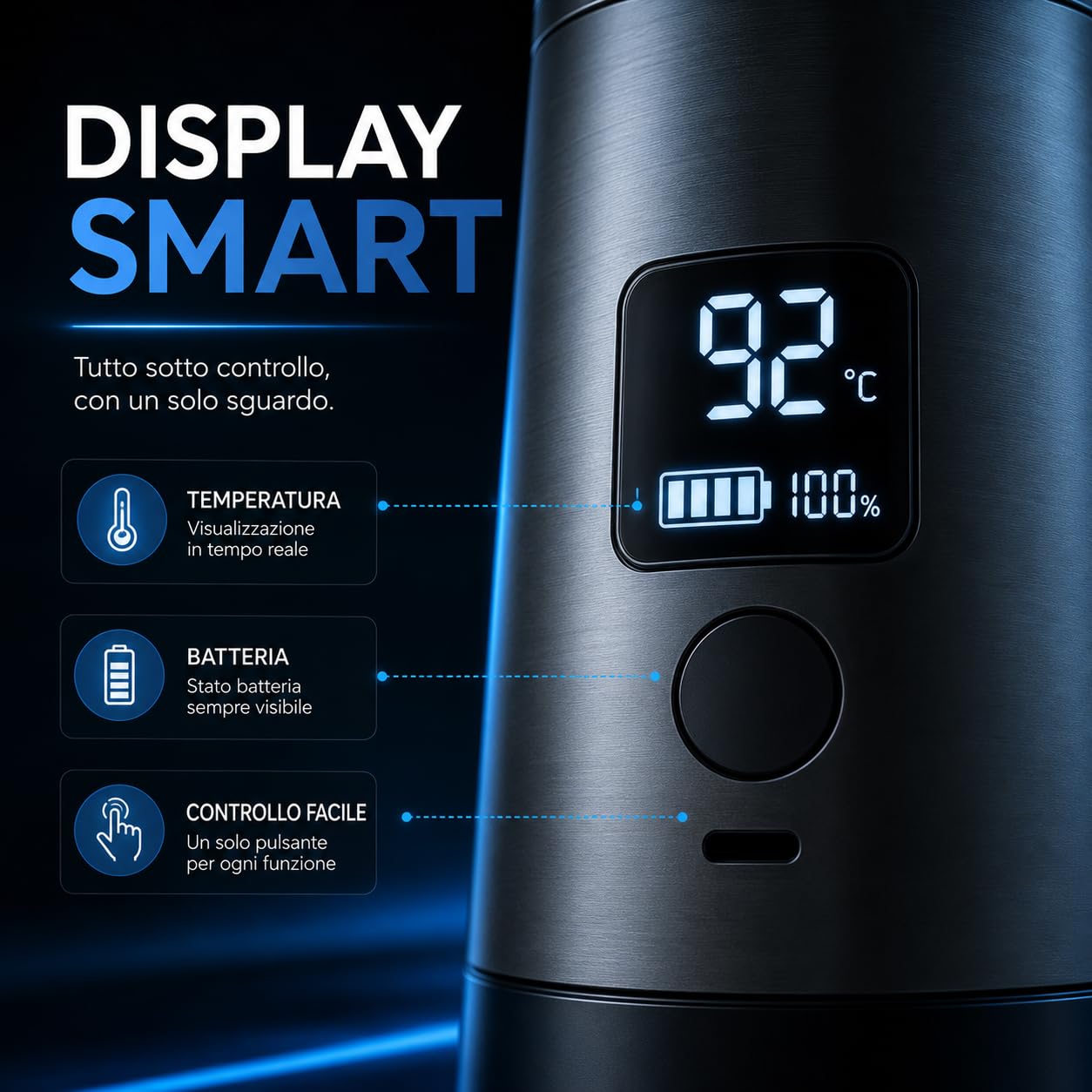Caffettiera Elettrica Portatile Wireless con Display Digitale, Compatibile con Capsule e Caffè Macinato, Macchina da Caffè Espresso Ricaricabile USB-C, One Click, Ideale per Viaggi, Auto e Campeggio