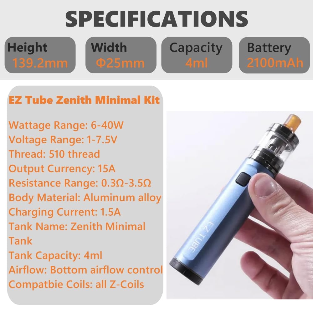 Innokin EZ Tube Kit 40 W Vape Pen (Améthyste émeraude) Réservoir Zenith  Minimal 4 ml compatible