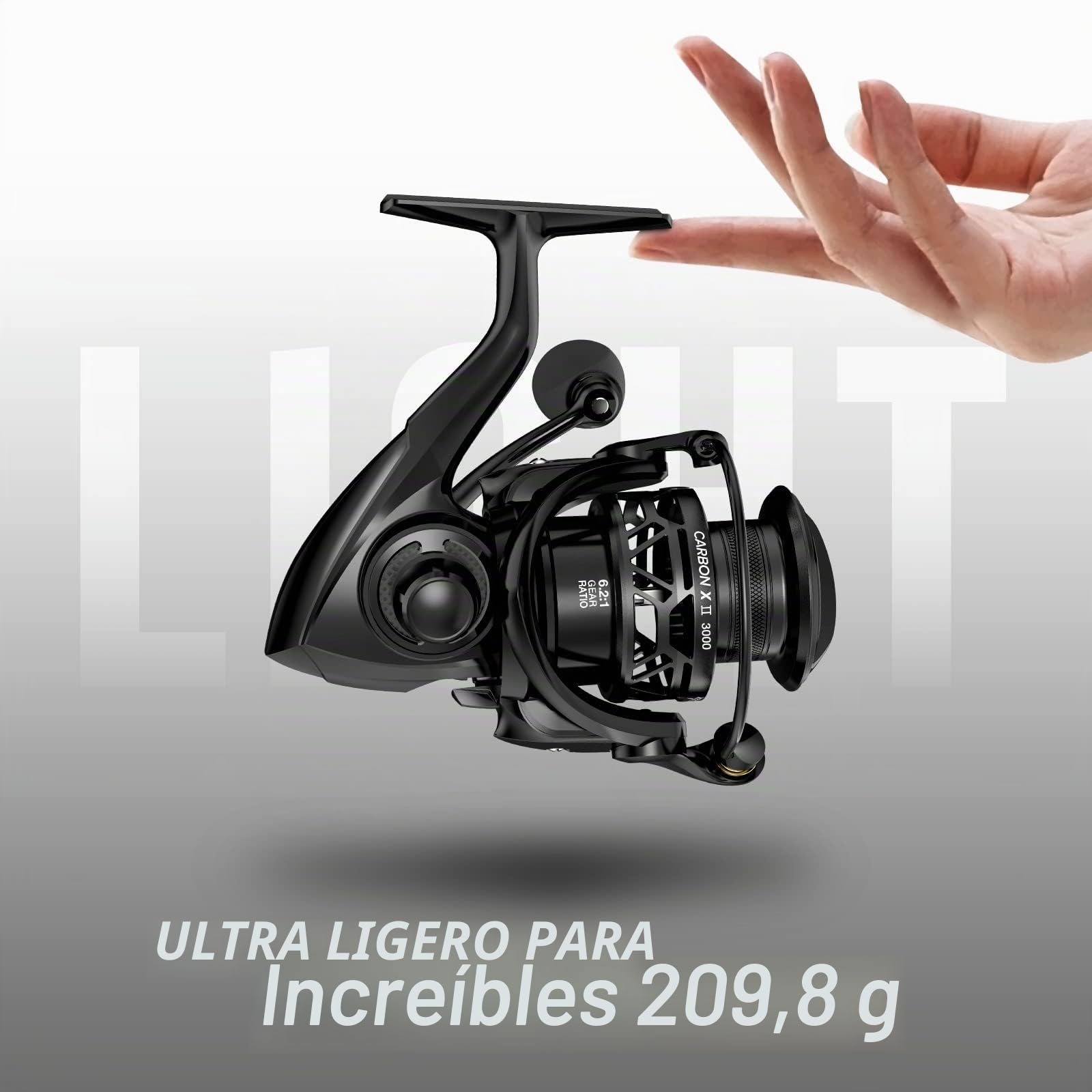 Piscifun Carbon X II - Carretes giratorios, Ligero de 155 Gramos, Rotor de Marco de Carbono Mejorado, Arrastre máximo de 10 Kilos, BB blindado 10+1, 6.2:1/5.2:1, Suave y Potente Carrete de Pescar