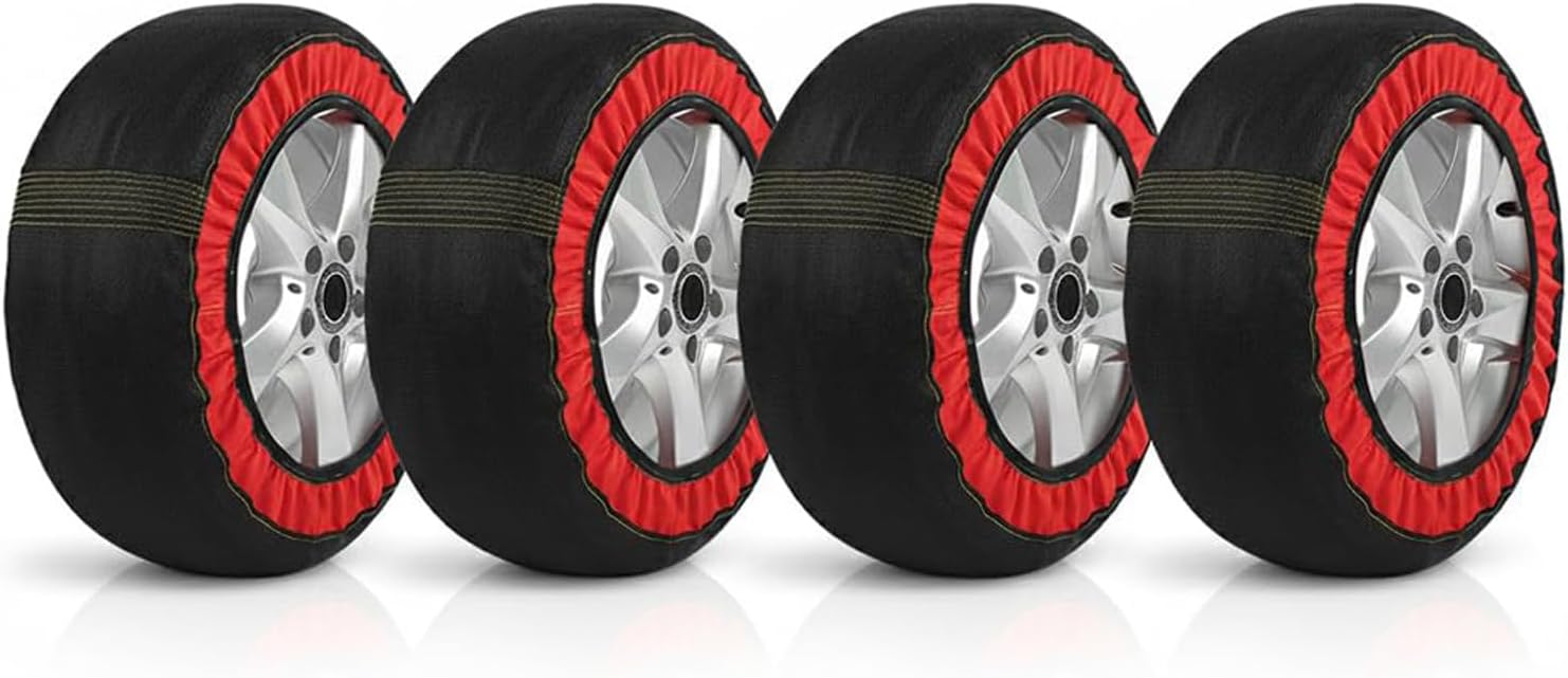 4PCS Snow Socks for Tires, Advanced Tire Chains Alternative for Car, Easy Install Textile Traction Covers for Winter Driving Emergency Snow Grip
