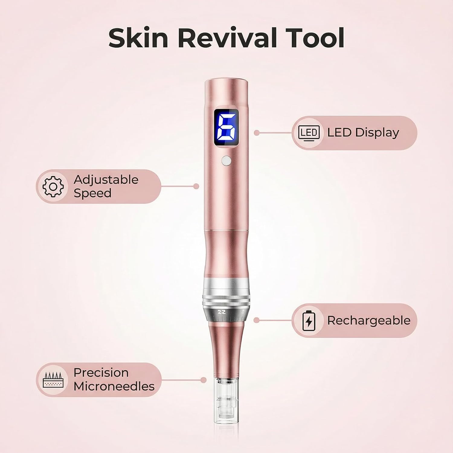 Microneedling Pen 0.25mm Professional Cordless Derma Roller Kit Facial Stamp System for Men Women Home Use Skin Kit Tool