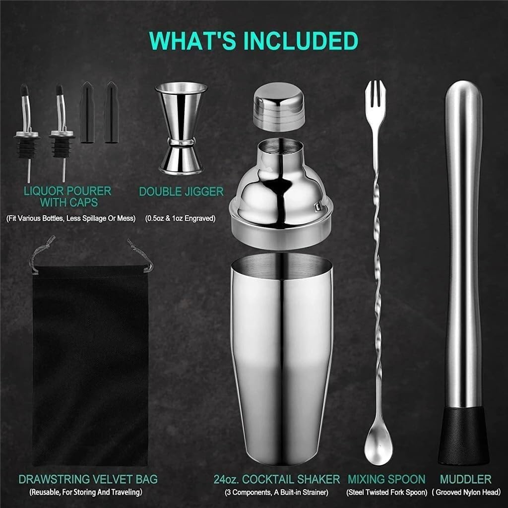 Cocktail Shaker Set 6-teiliges Cocktail-Shaker-Set, Barkeeper-Set, Edelstahl-Martini-Shaker Partys Feiertage