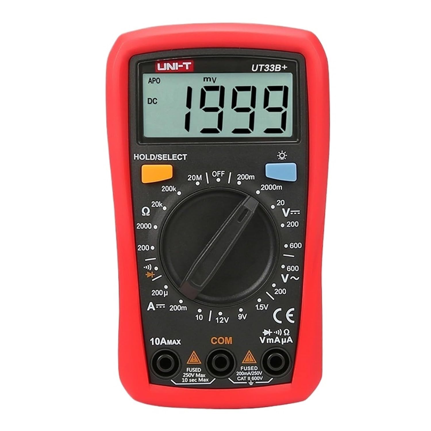 UT33B+ Digital Multimeter Manual Range AC 200mV~600V Voltage Meter 10A Current Tester Resistance Meter