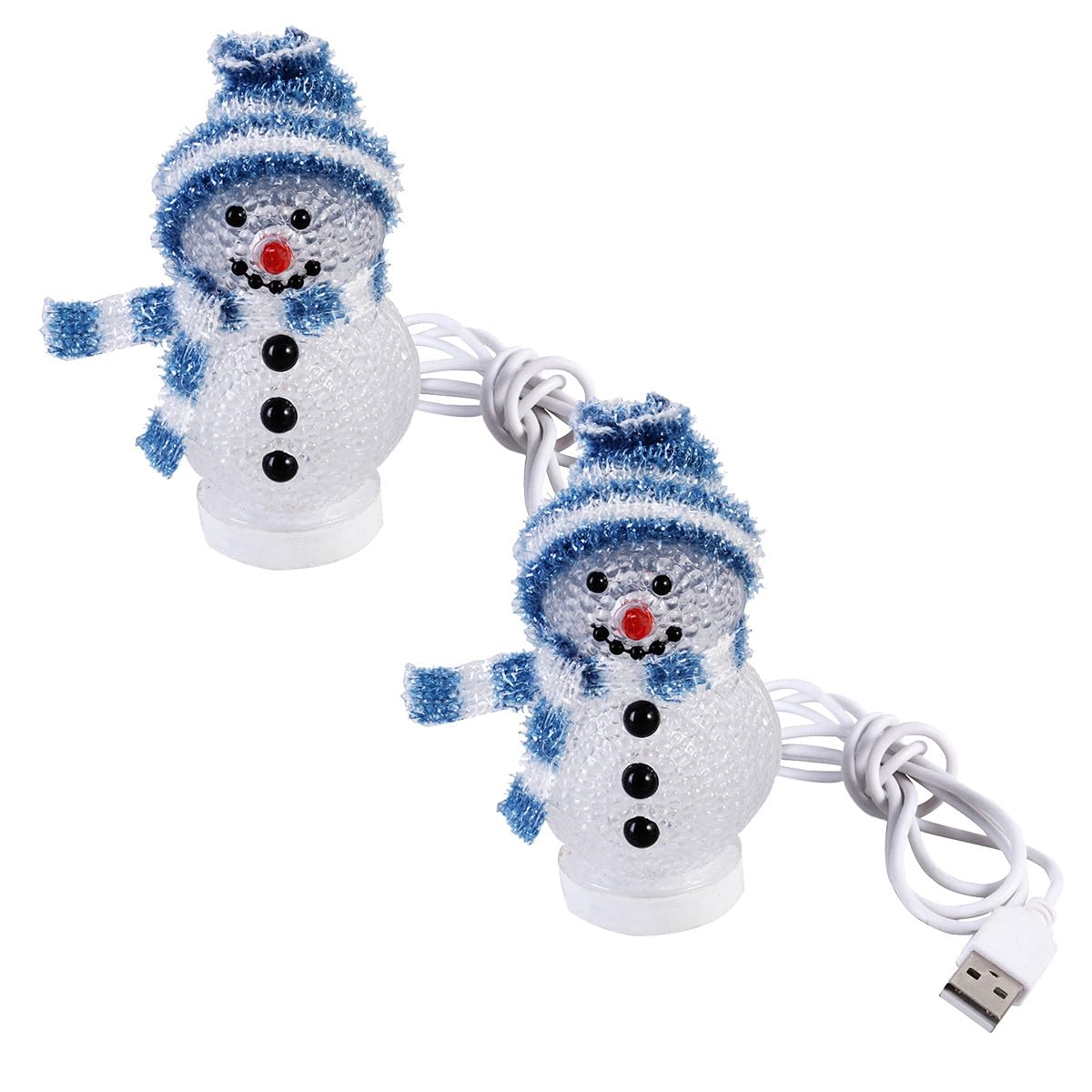 Veemoon 2pcs Christmas LED Snowman Table Lamps with Blue Hats, Acrylic Portable Lightweight Desktop Night Lights for Living Room and Bedroom Home Decor