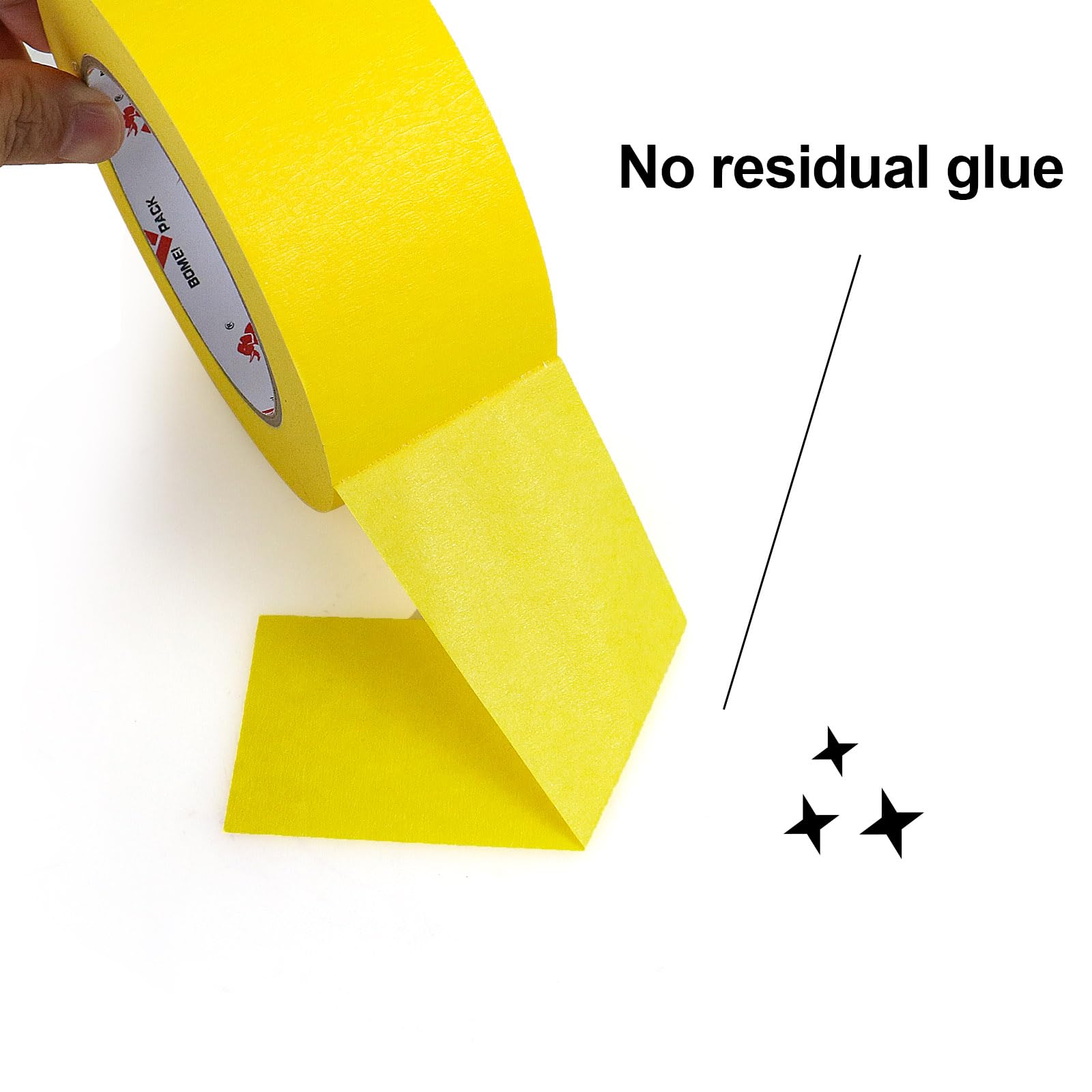 BOMEI PACK 10 rotoli di nastro adesivo per pittori da 5,1 cm, 5 cm x 50 m, per pittura murale per uso generico, miglioramento della casa (giallo)