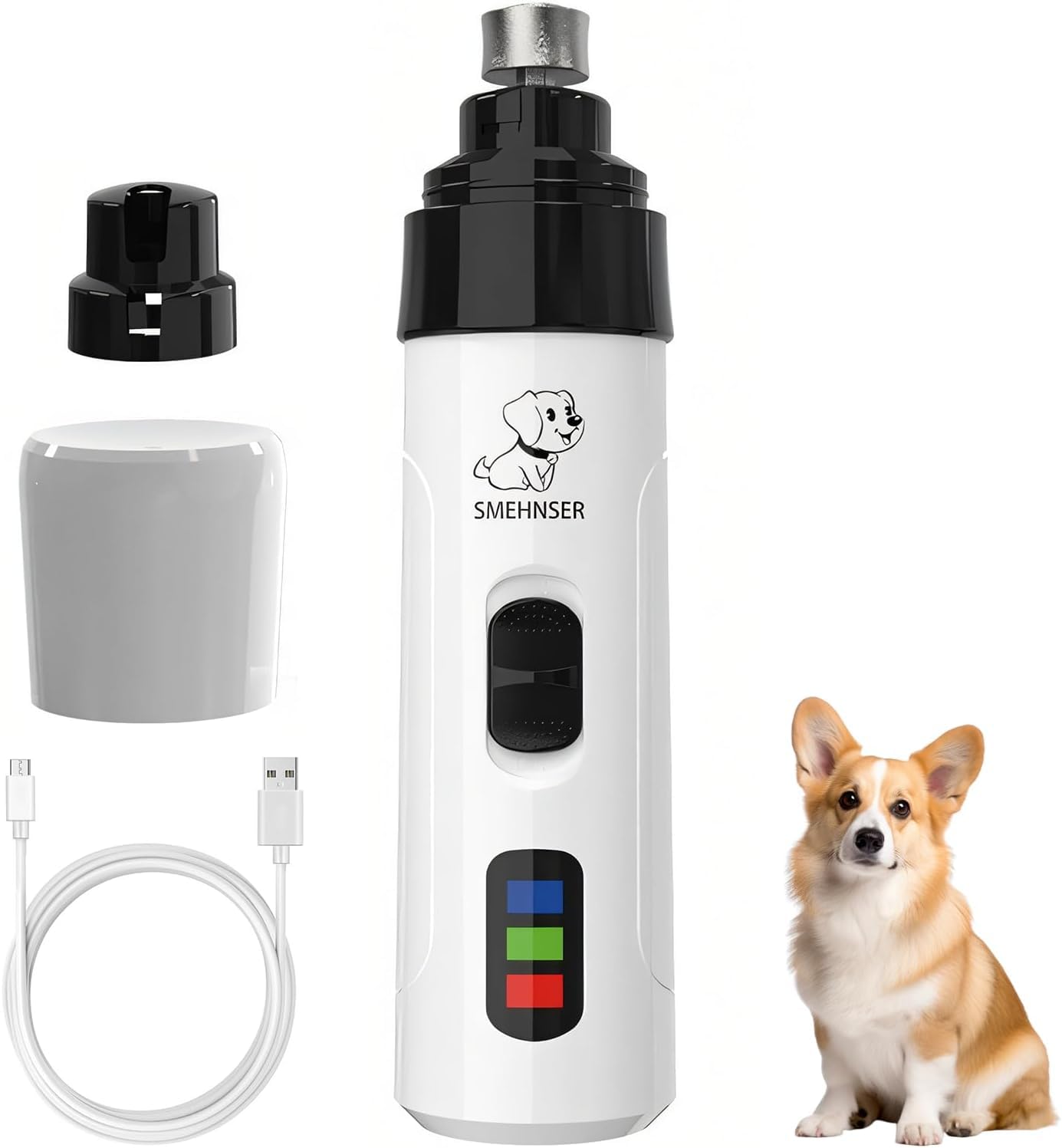 Smerigliatrici per Unghie per Cani – Silent Groom Pro Tagliaunghie Elettrico per Cani, Ricaricabile tramite USB-C, con 2 Testine Abrasive, Lima per Unghie a Basso Rumore per Cani e Gatti di Taglia