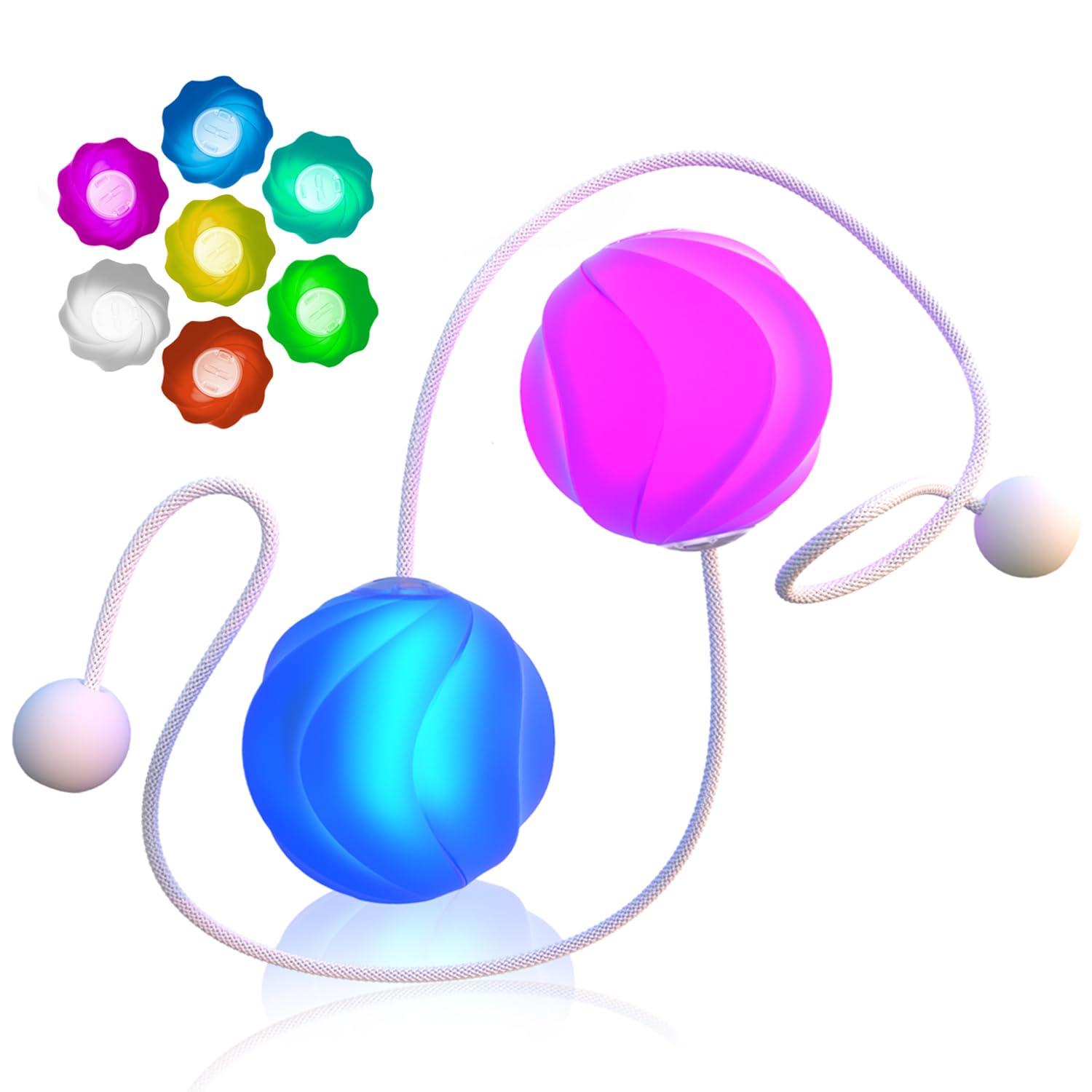 LED Poi Ball with 9 Vibrant Color Light Modes Soft and Durable Spinning Balls Soft-Grip Handles for Beginners & Professionals