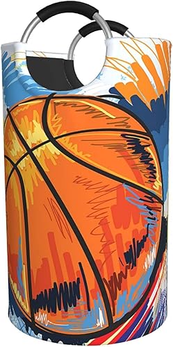 Cesta de lavandería con asas, plegable, duradera, para almacenamiento de ropa sucia, organizador de lavandería, acuarela, graffiti, baloncesto