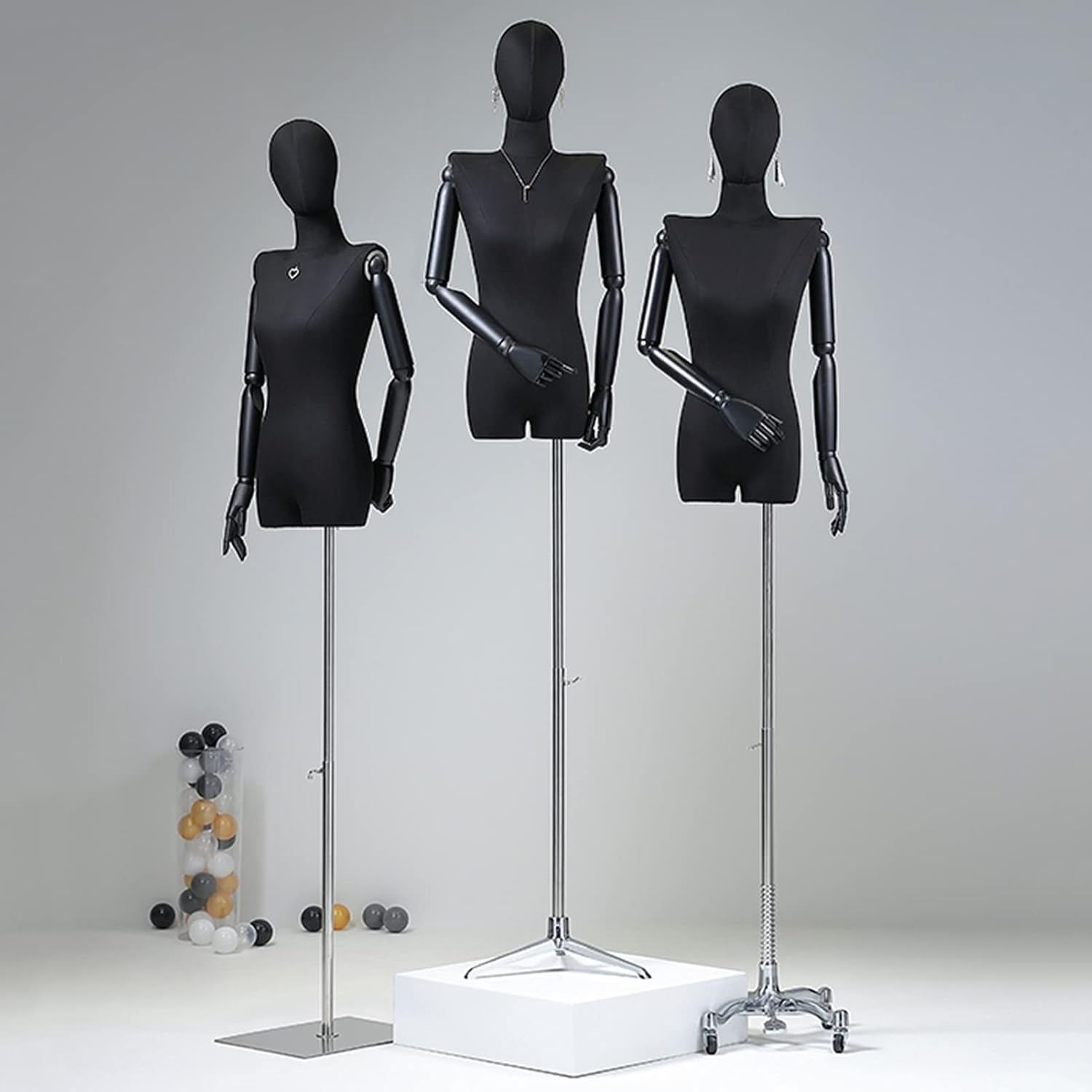 Weibliche Schaufensterpuppe, Torso-Körper, verstellbare Schneiderbüste für Kleidung, halbe Puppen, Kleid (A)