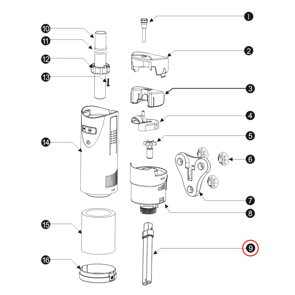 Pièce détachée: SunSun CUP-807 Pompe d’Aquarium tube UV 7 W