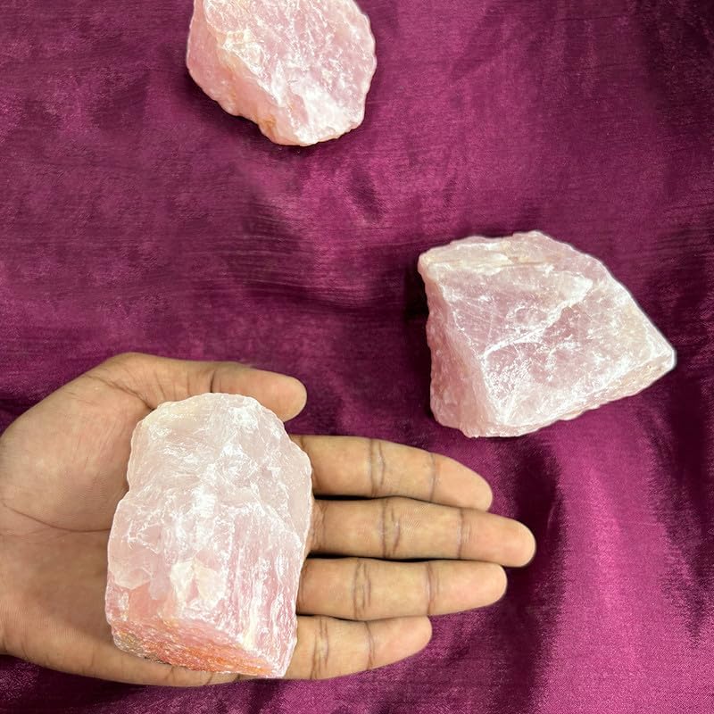 Image of Rose Quartz Raw (500 Gm) Healing Gemstone | Crystals For Reiki & Vastu Items |Stone for Emotional Healing & Self Love (3-4 Pcs)
