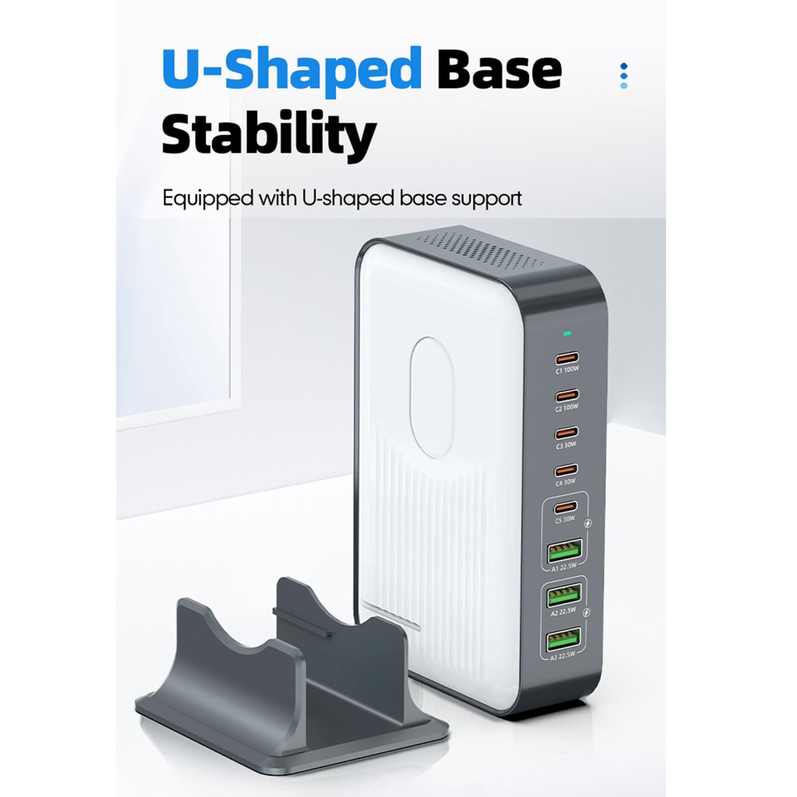 Garsent Stacja ładowania USB, Stacja ładowania Portu 200 W 8 dla Wielu urządzeń, USB C PD Szybkie ładowarkę, ładowarkę, Adapter ładowarki Laptopa (wtyczka UE)