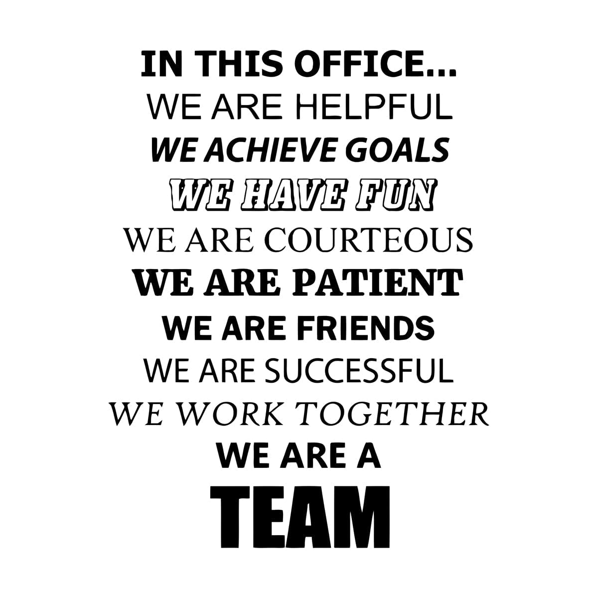 Lzhouting Wall Stickers 2535 In This Office We Do Teamwork Wall Decal We Are A Team Poster Success Sign Office Quote Vinyl Sticker Office Decor Small - 39X30cm