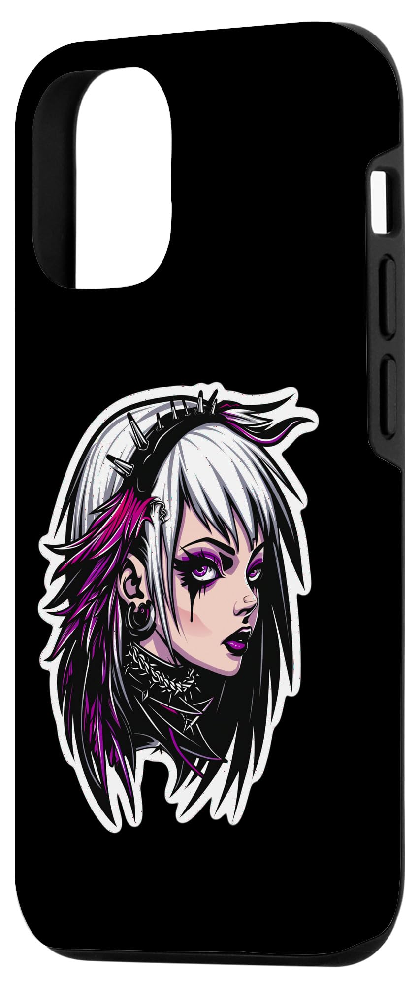 iPhone 12/12 Pro Creepy Anime Japanese Goth Girl With Raven Eerie Silence Case - Image 2