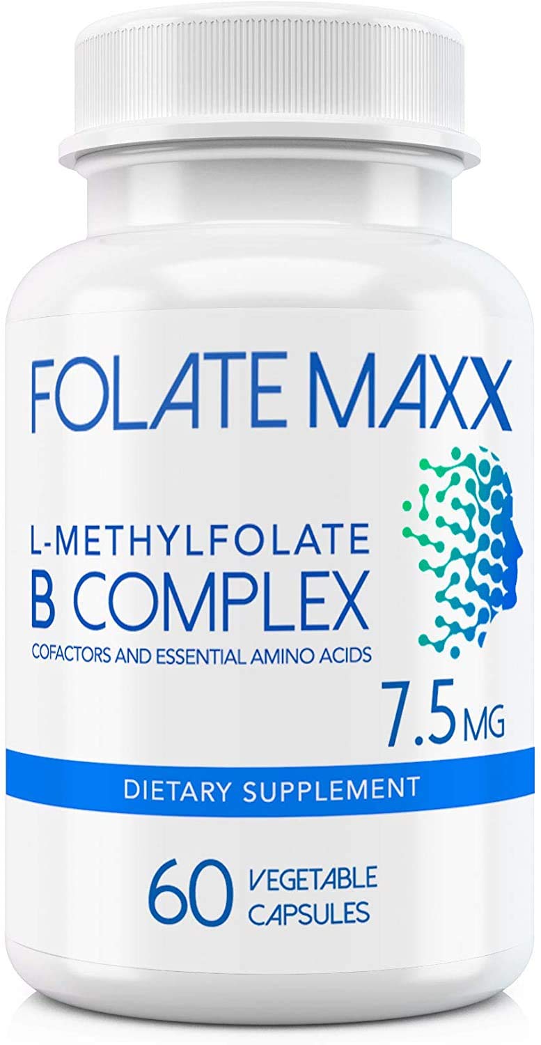 L Methylfolate 7.5mg with Active Vitamin B Complex – 60 Capsules – High Potency 5-MTHF with B6 Blend and Methyl B12 Supplement – 3-in-1, Non-GMO, Gluten Free (2-Month Supply)