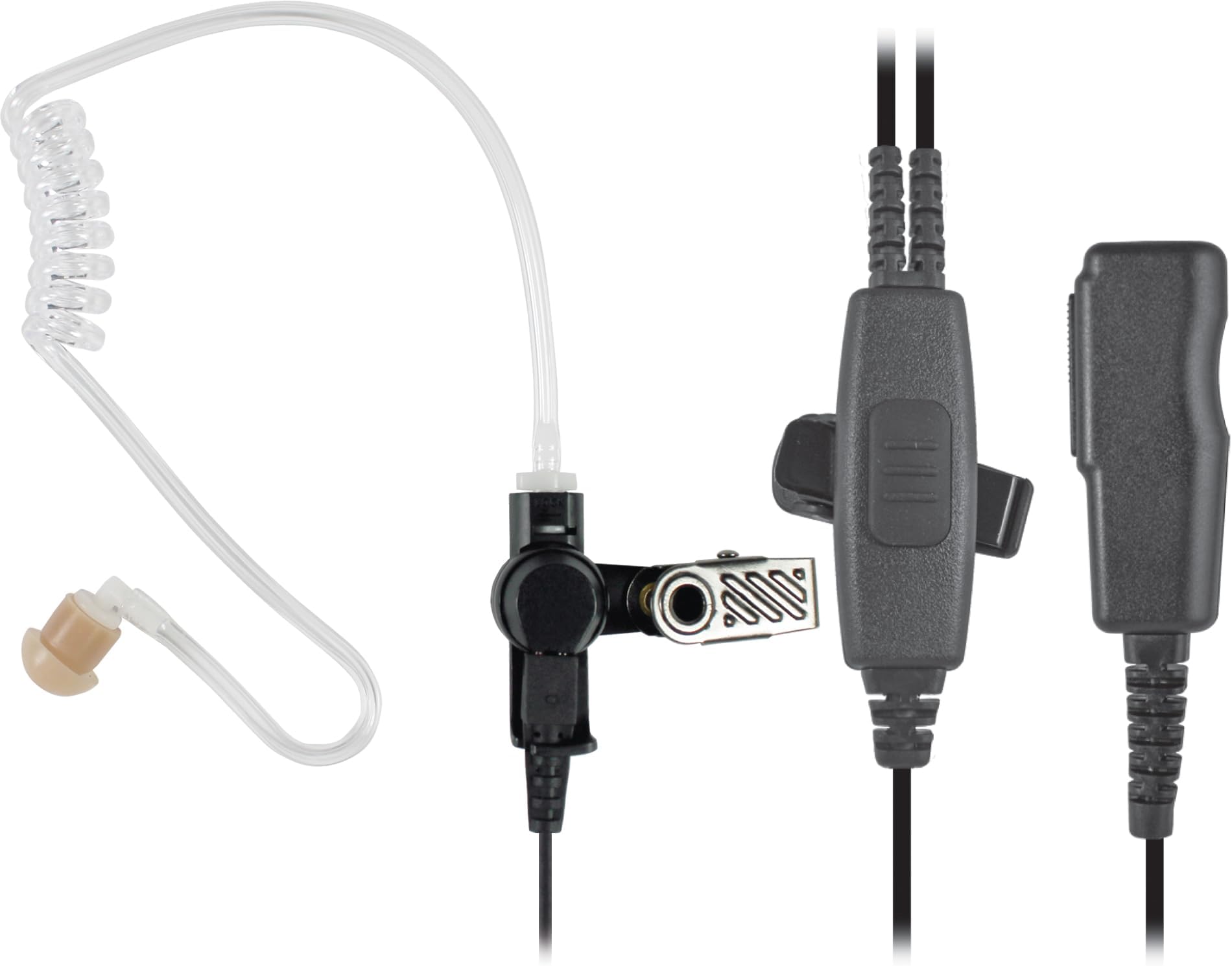 PRYMEs 2-Wire SPM-2000 Series (SPM-2083) Surveillance Kit with Unique Belt-Mounted PTT Junction Box and Surveillance Style Microphone/PTT with Coiled Cable (for Moto APX & XPR6xxx/7xxx Radios)