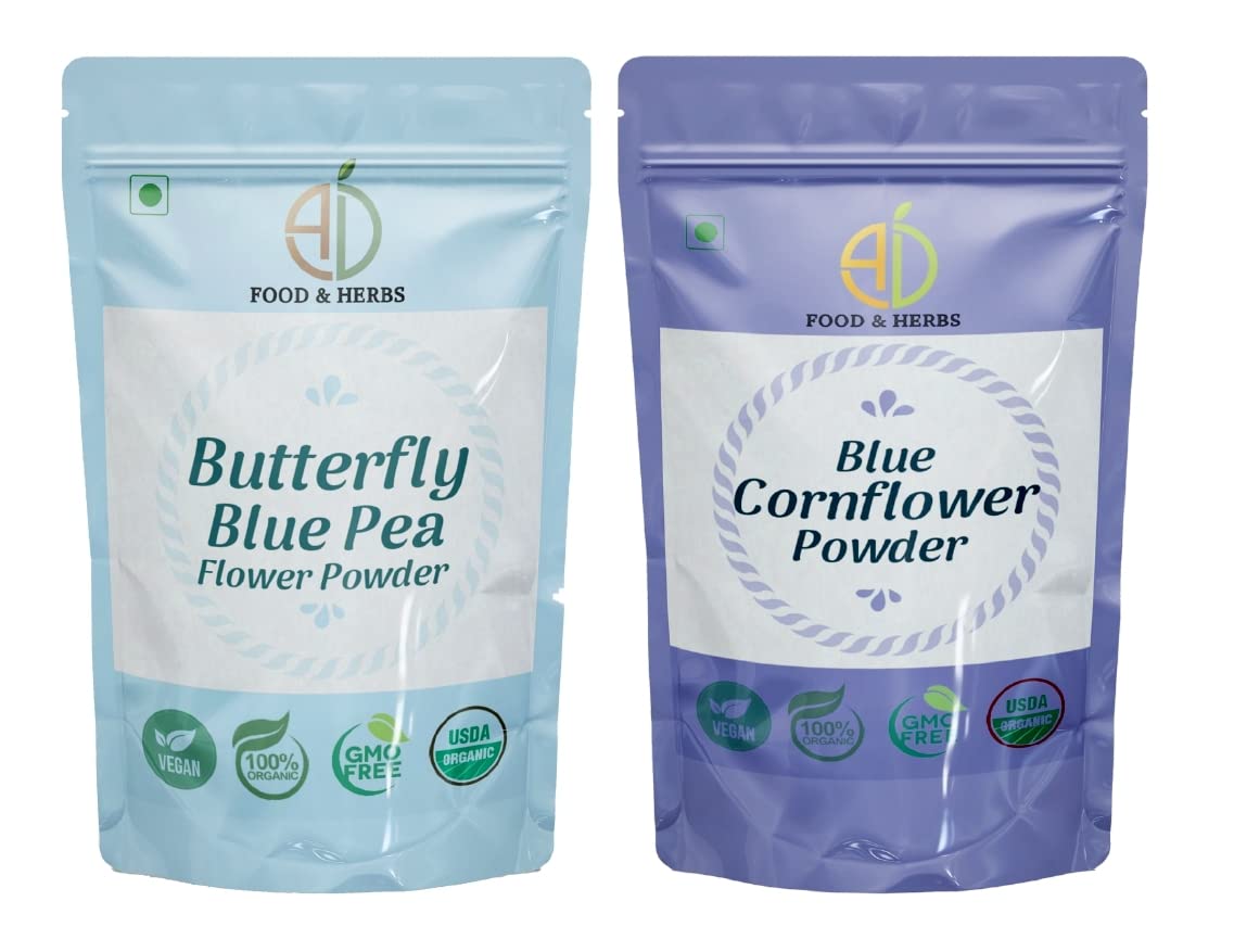 A D Food & Herbs Combo of Butterfly Blue Pea/Cornflower Powder Aromatic Edible for Homemade Lattes, Tea Blends, Bath Salts, Face packs & Body packs (20 Gms x pack of 2)-image-12